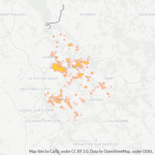 43700 Mapa de densitat de negocis 43700 Mapa de densitat de negocis