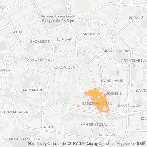 01004 Mapa de calor de densidad empresarial