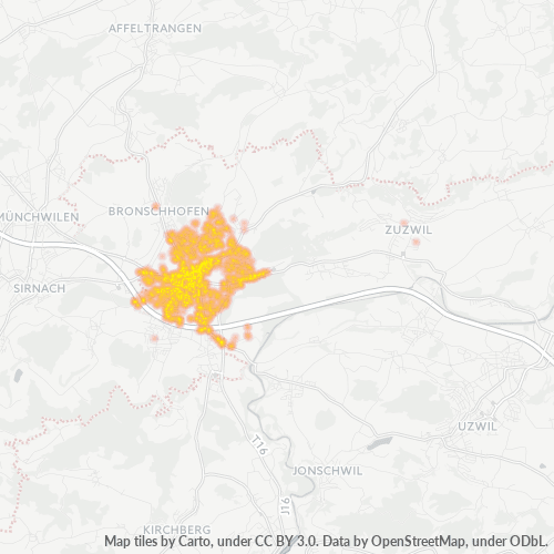 9500 Standortdichte-Heatmap