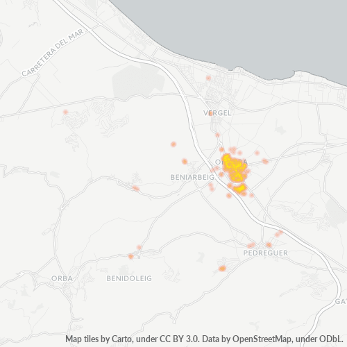 Mapa de calor para código postal 03760