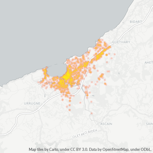 Carte de chaleur pour code postal 64500