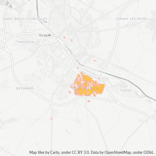 Carte de chaleur pour code postal 51350