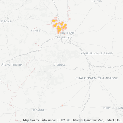 Carte de chaleur pour code postal 51220