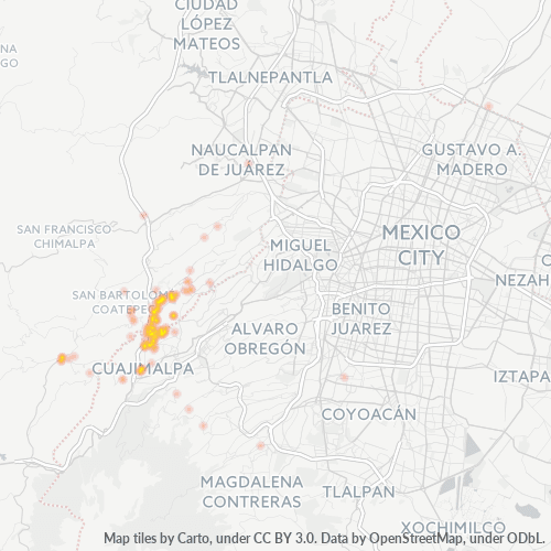 52764 Mapa de calor de densidad empresarial
