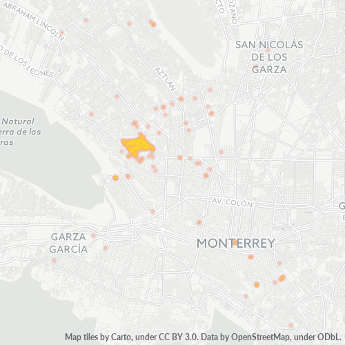 64380 Mapa de calor de densidad empresarial