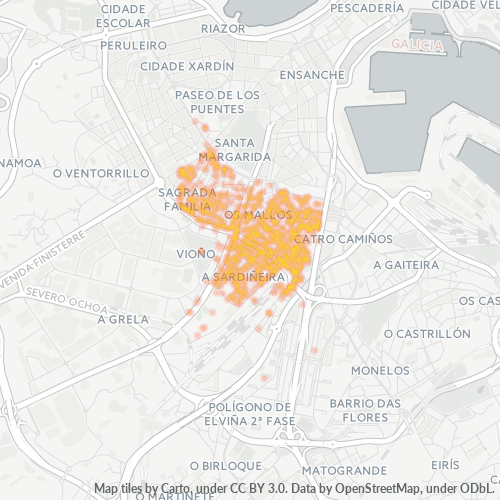 Mapa de calor para código postal 15007