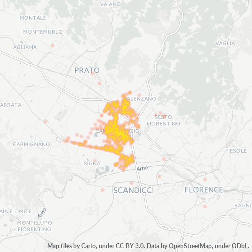 50013 Mappa di concentrazione per la densità di aziende