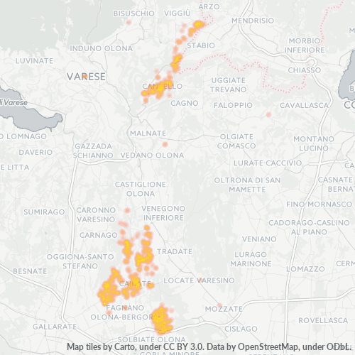 21050 Mappa di concentrazione per la densità di aziende