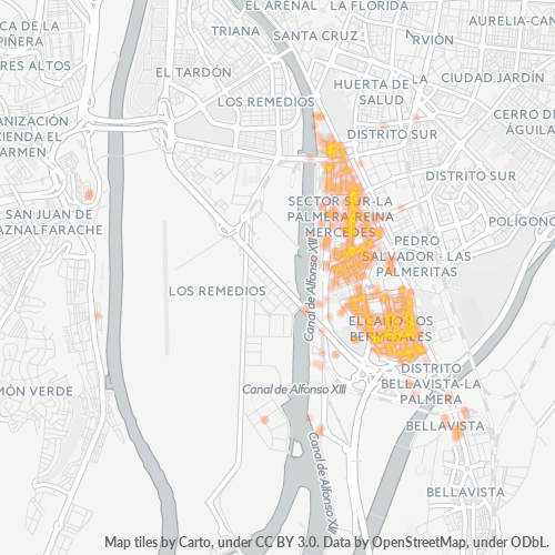 Mapa de calor para código postal 41012