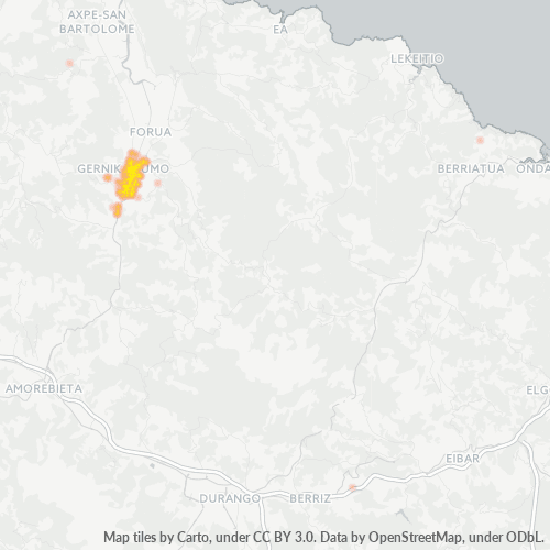 Mapa de calor para código postal 48300