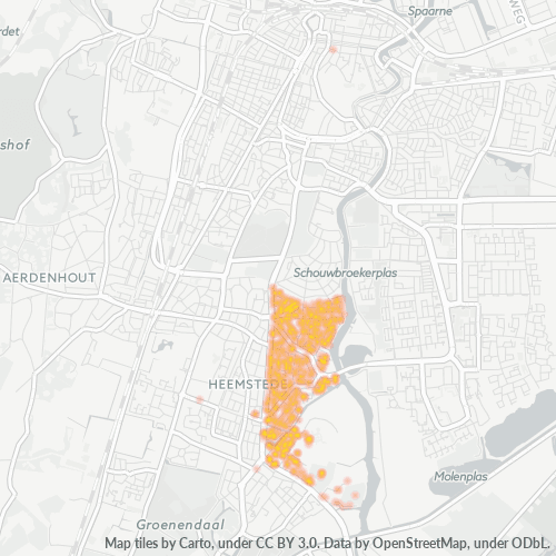 Heatmap voor postcode 2102