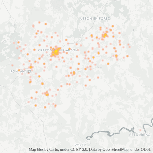 43500 Mapa de densitat de negocis 43500 Mapa de densitat de negocis