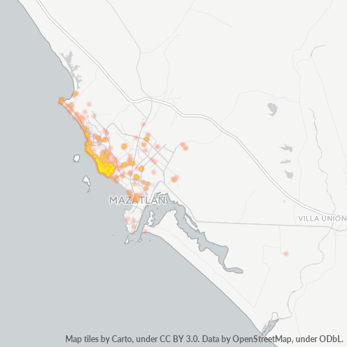 82110 Mapa de calor de densidad empresarial