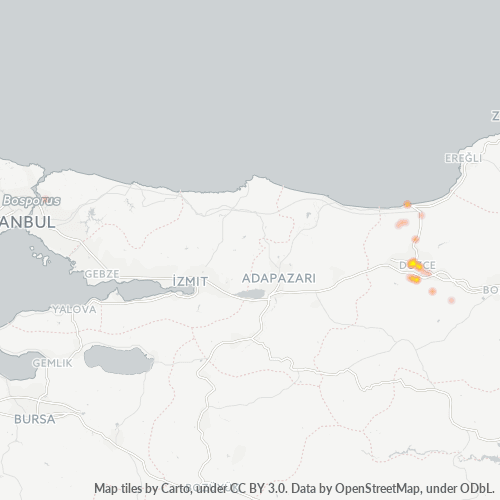 posta kodu 81600 için yoğunluk haritası