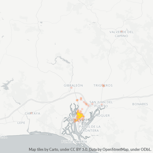Mapa de calor para código postal 21005
