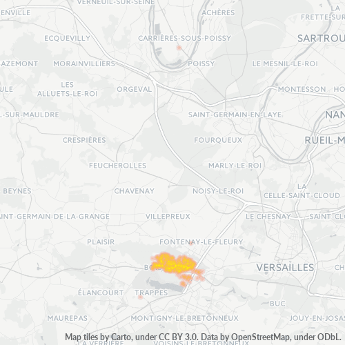 Carte de chaleur pour code postal 78390