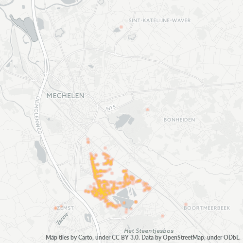 Heatmap voor postcode 1981