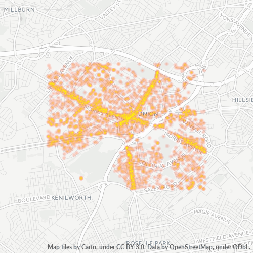 07083 Business Density Heatmap