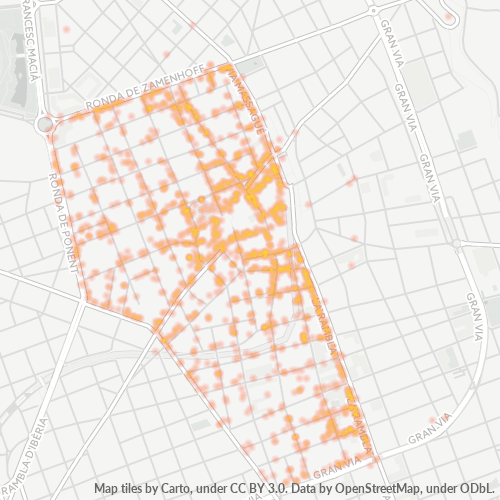 Mapa de calor para código postal 08201