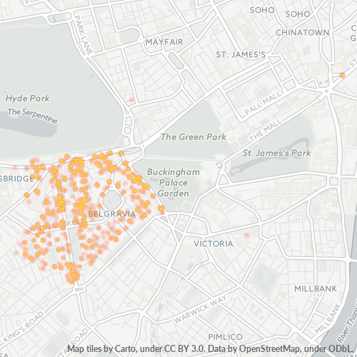 SW1X Business Density Heatmap