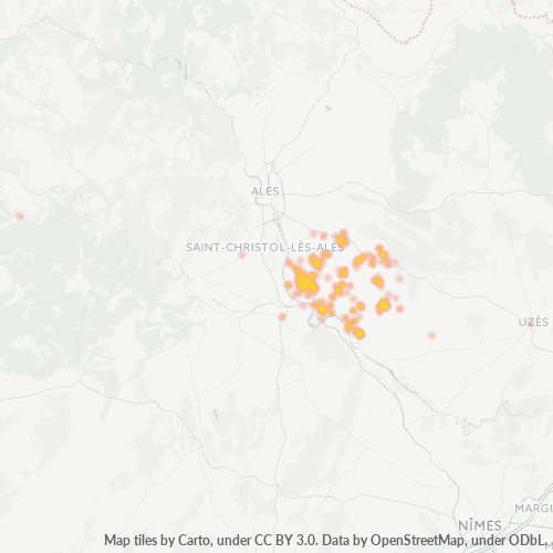 Carte de chaleur pour code postal 30360