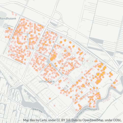 Heatmap voor postcode 1422