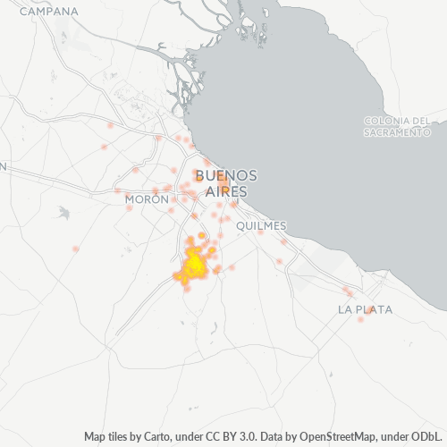 1842 Mapa de calor de densidad empresarial
