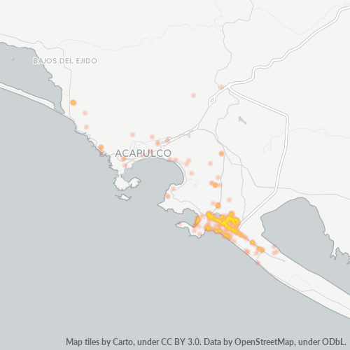 39890 Mapa de calor de densidad empresarial