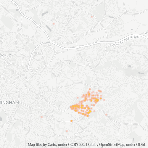 Heatmap for postal code B25