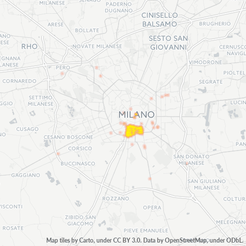 20136 Mappa di concentrazione per la densità di aziende