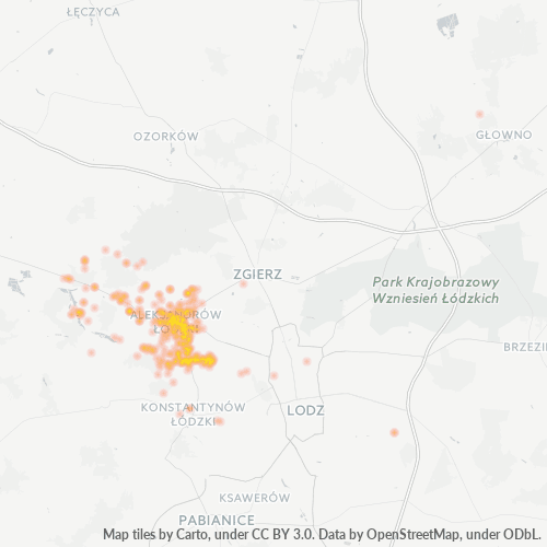 95-070 Mapa intensywności działalności gospodarczej