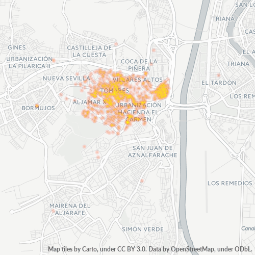 Mapa de calor para código postal 41940