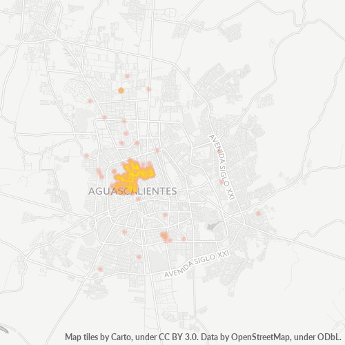 20050 Mapa de calor de densidad empresarial