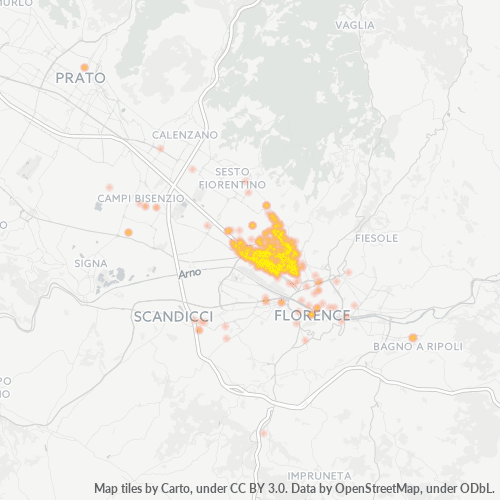 50127 Mappa di concentrazione per la densità di aziende