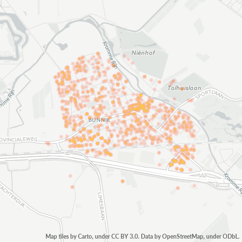 Heatmap voor postcode 3981