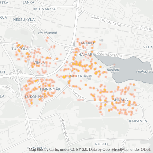 33710 Yritystiheys lämpökarttana