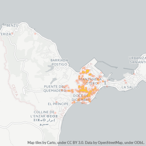 Mapa de calor para código postal 51002