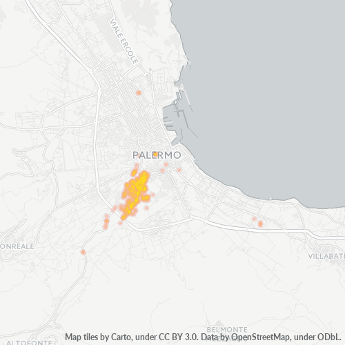 90128 Mappa di concentrazione per la densità di aziende