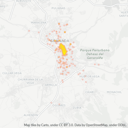 Mapa de calor para código postal 18001