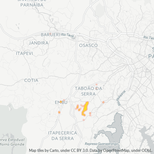 06820-000 Mapa de calor de densidad empresarial