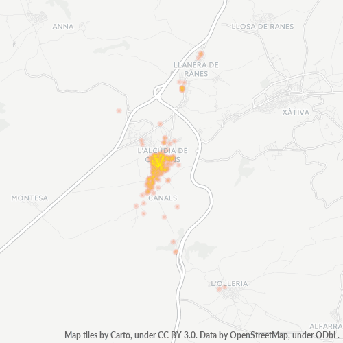 Mapa de calor para código postal 46650