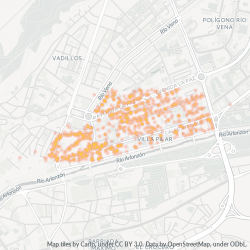 Mapa de calor para código postal 09004
