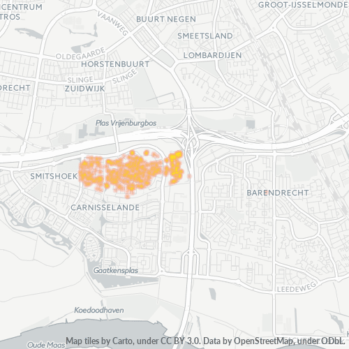 Heatmap voor postcode 2994