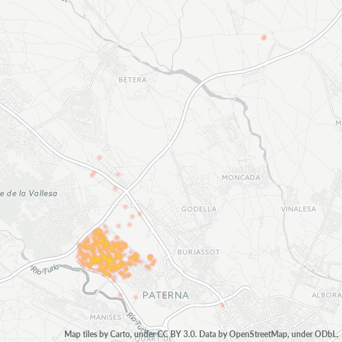 Mapa de calor para código postal 46988
