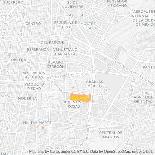 08720 Mapa de calor de densidad empresarial