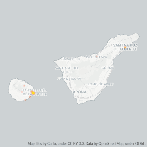 Mapa de calor para código postal 38800