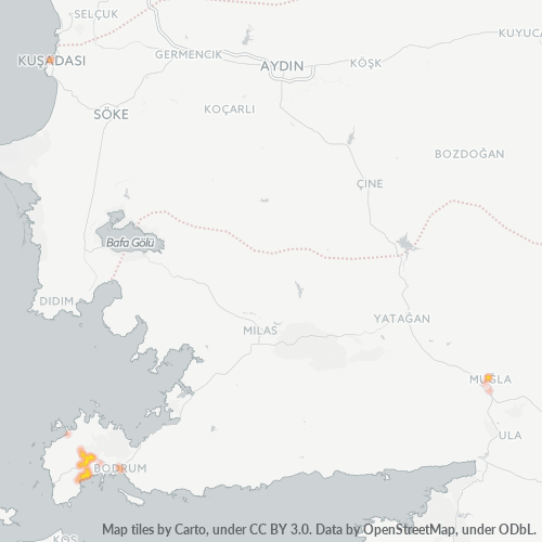 posta kodu 48420 için yoğunluk haritası