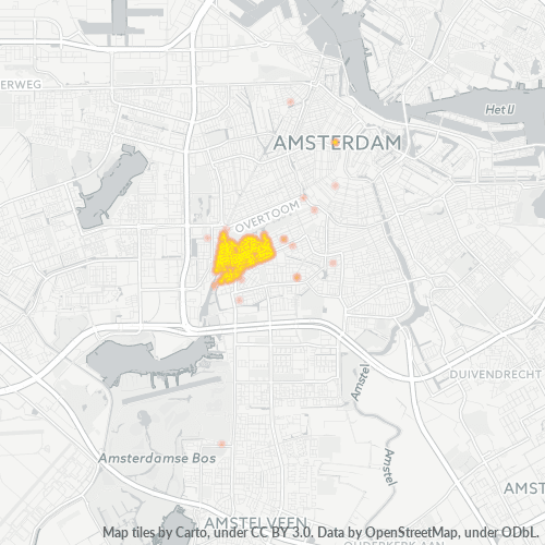 Heatmap voor postcode 1075
