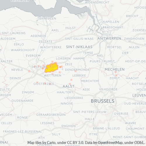 Heatmap voor postcode 9270