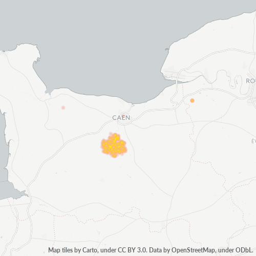 Carte de chaleur pour code postal 14220